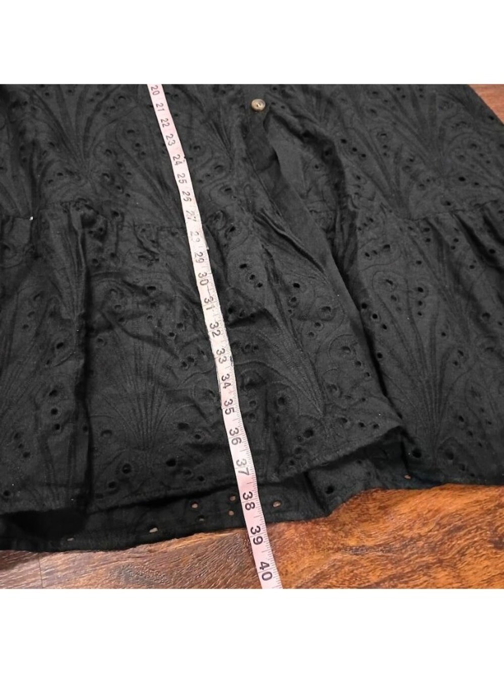 MNG Black Cottagecore Whimsy Boho Dress S With Eyelet Designs & Belted Preppy - Picture 12 of 15